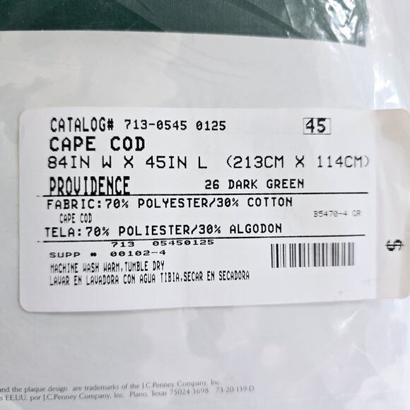 NIP JC Penney Home Collection Cape Cod 84x45" Dark Green Curtains (2) Ruffled - Picture 2 of 7